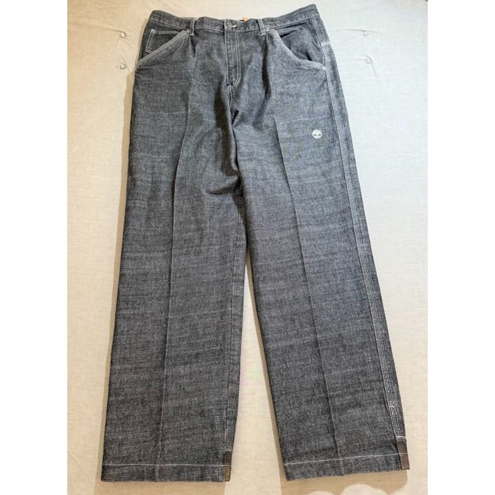 Timberland Boot Baggy Jeans Mens 38 Black Denim Relaxed Pocketed Men Y2K 38X32.